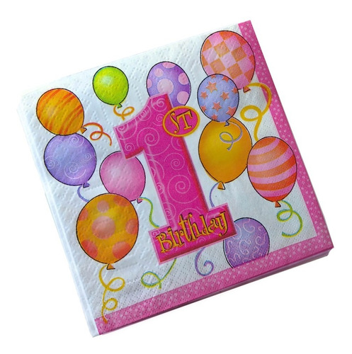 Servilletas 1 Añito Rosa X3paq- Fiesta-decoupage-cumpleaños