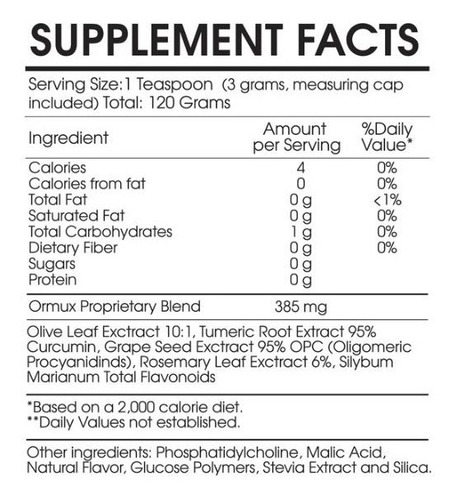Imagen 2 de 2 de Ormux Primal Fx Polifenoles Y Terpenos Cardo Mariano 120 Gr