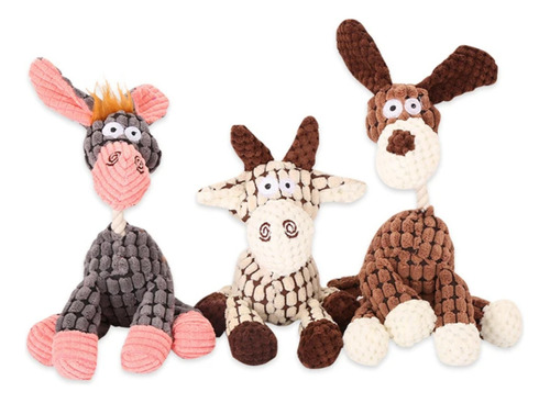 Pack 3x Juguete Peluche Entretenido Relleno Felpa Mascotas