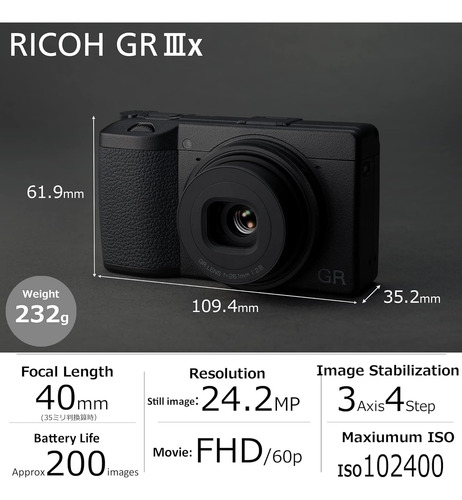 Ricoh Gr Iiix, Cámara Compacta Digital Negra Con Sensor Cmos