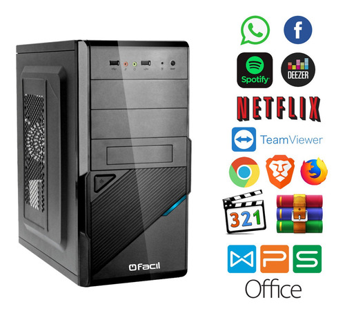Imagem 2 de 4 de Computador Completo Fácil Phenom 4gb Ssd 240gb Monitor 15