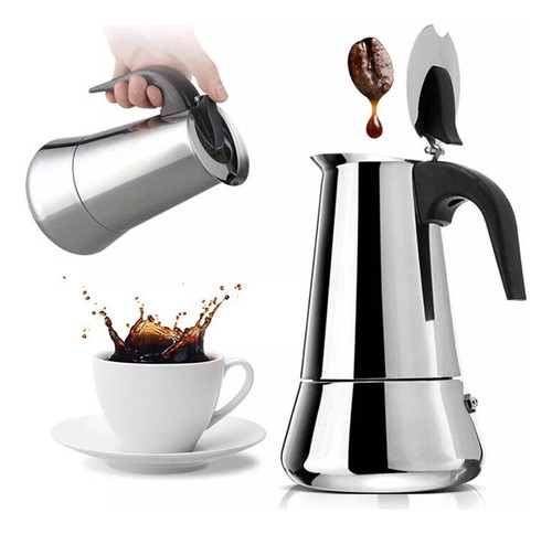 4/6 Tazas De Moka Espresso Italiano Top De Acero Inoxidable