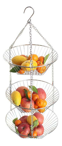 Cesta De Frutas Colgante Iron Art, Cestas De 3 Capas, Bandej