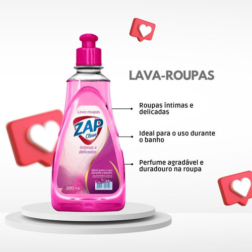 2 Unid Lava Calcinhas Roupa Íntima Delicadas Zap Clean 500ml