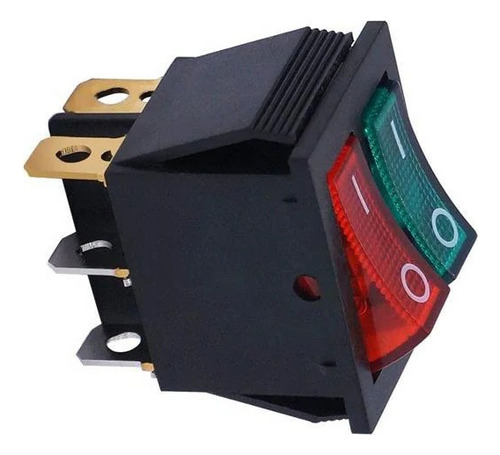 Llave Tecla On-off Kcd4 Doble Rocker 16a Roja Verde 6-pin