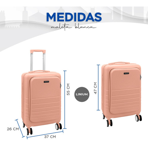 Maleta De Mano Linium Equipaje Para Cabina Avión Candado Tsa Color Rosa