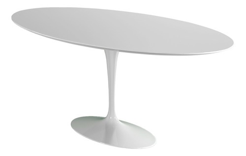 Mesa Saarinen Oval Branco 1,20x0,80m Nano Glass