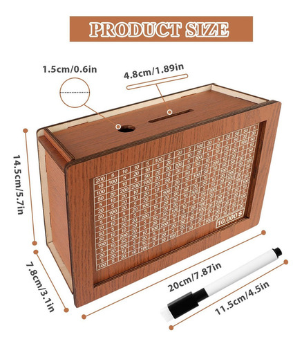 - Cash Vault Caja De Ahorros De Madera, Con Blanco Y Números