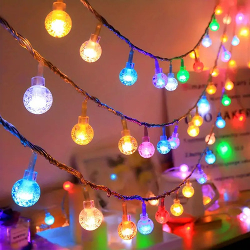 Luces Para Navidad Canica Con Burbujas 84leds 5mt Multicolor Luces Multicolor, Cable Transparente
