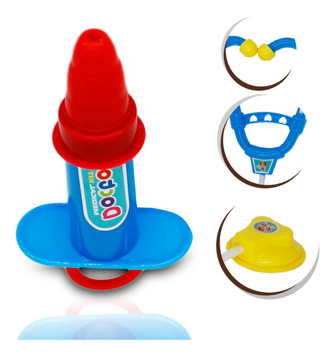 Imagem 5 de 7 de Kit Medico Infantil 6pç Estetoscópio Tesoura Seringa Mascara