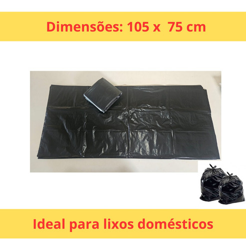10 Saco De Lixo 100 Litros Preto Grosso Reforçado Resistente
