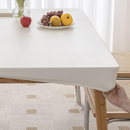 Mantel Rectangular De Cuero 60 Cm X 120 Cm Blanco