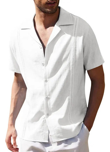 Camisas Guayabera Con Botones De Manga Corta Para Hombre (cu