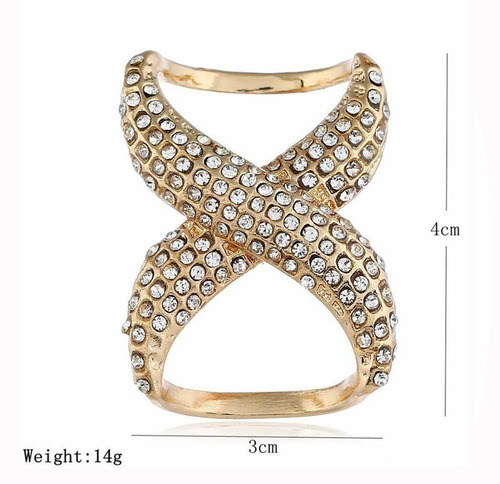 2pcs Gold Silver Dama Lady Girls Fashion Rhinestone Ring