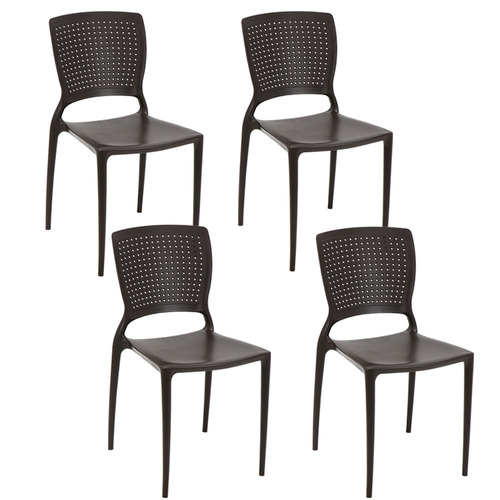 Conjunto 4 Cadeiras Tramontina Safira Summa Marrom
