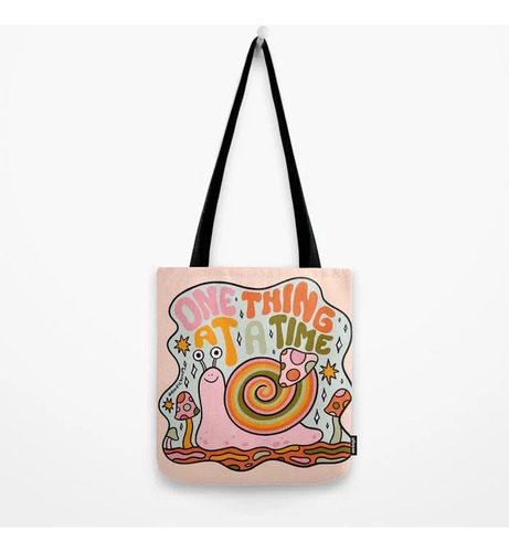  Bolsa Tela Aesthetic Tote Bag Retro Happy Hongos Funky Color One Thing At A Time