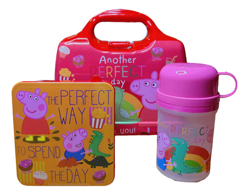 Set Lonchera + Cantimplora + Caja Sandwich Peppa Pig Rojo Peppa Pig