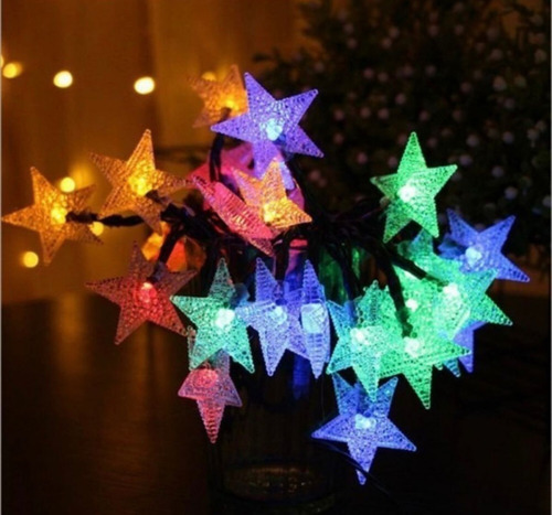 Imagen 4 de 8 de Guirnalda Solar 5mts 20 Luces Estrellas Multicolor