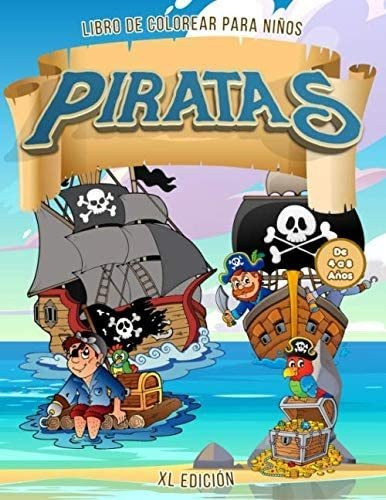 Libro: Piratas Libro De Colorear Para Niños De 4 A 8 Años | 