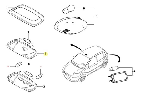 Plafon Luz Interior Ford Focus Fiesta Ecosport Ka Original
