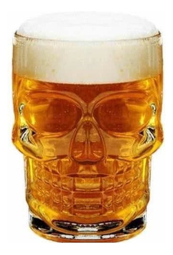 Caneca Chopp Cerveja Vidro Caveira Rock 510 Ml
