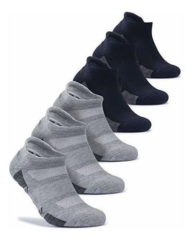 Tsla Men's 6-pairs Athletic No Show Shock Grip Socks Cushion
