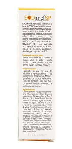 Imagen 4 de 5 de Sérum Sodimel SP Farmapiel día/noche para todo tipo de piel de 30g