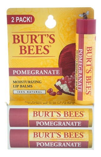 Bálsamo Labial Hidratante Burts Bees Pomegranate, Paquete Do