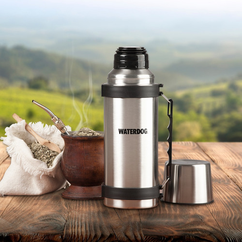 Termo Waterdog TA 1000 CC de acero inoxidable 1L plateado