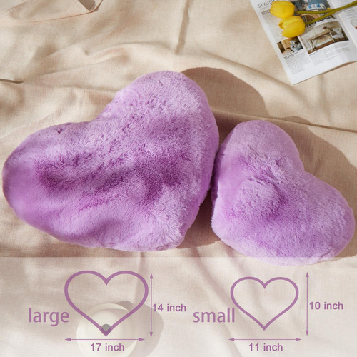 Cojín Yrxrus Con Forma De Corazón, Piel Sintética De Conejo,
