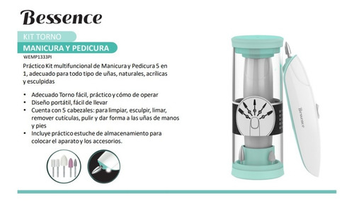 Kit Torno Multifuncional Manicura Y Pedicura 5 En 1 Bessence