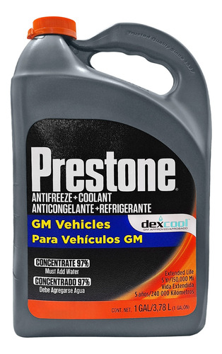 Garrafa De Antifreeze+coolant Prestone Dexcool Gm Vehiculos