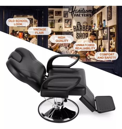  Artist Hand Silla de peluquería para salón, altura ajustable y  reclinable, asiento de cuero artificial de PVC, base de metal, negro :  Belleza y Cuidado Personal