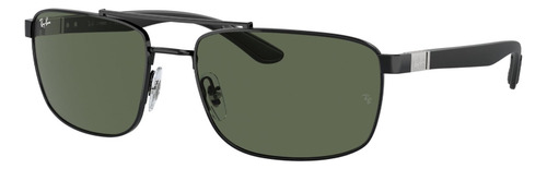 Óculos de sol Ray-ban Sol Rb3737 Xxl, cor preta com armação de metal padrão - Rb3737
