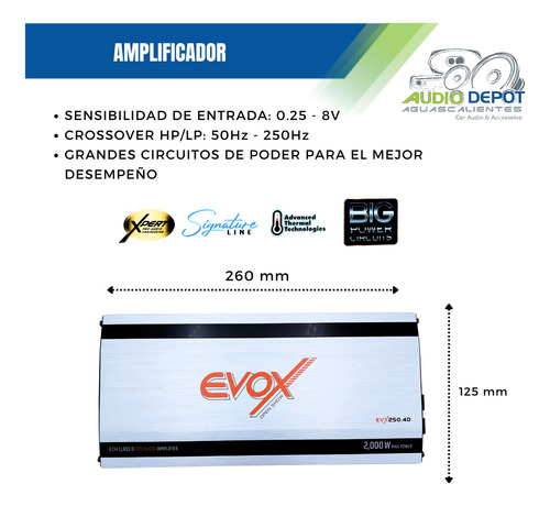 Amplificador Clase D 2000w Max Open Show Evox Evx250.4d