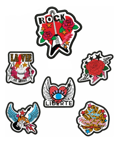 Apliques Termoadhesivo Parche Rock Bordado Moda Ropa X6