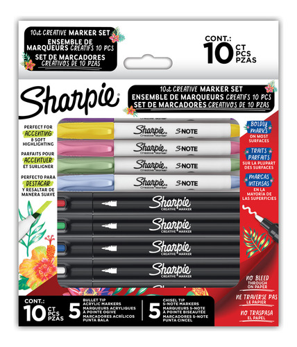 Set Marcadores 5 Sharpie Acrilicos Y 5 Sharpie S-note