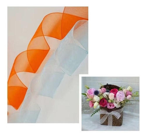3 Rolos De Fitas De Organza Com 4 Cm De Largura E