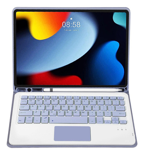 Funda C/teclado Mouse+lápiz P/iPad 987 Gen.10.2/air3 Púrpura