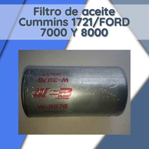 Filtro De Aceite Cummins 1721/ford 8000 Y 7000