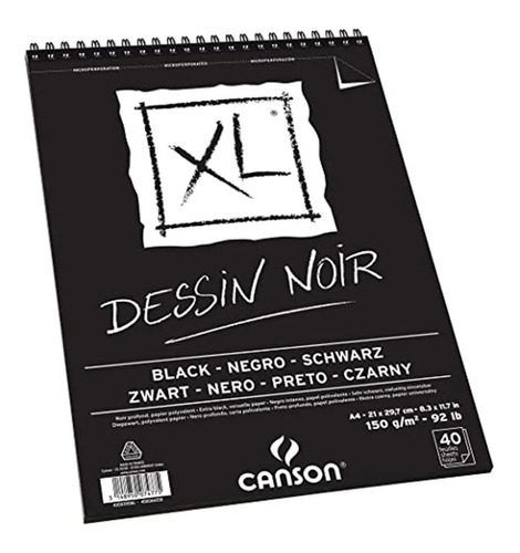 Block Canson Xl Dessin Noir Negro A4 X 40hjs 150grs