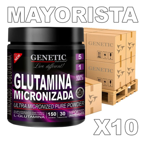 Mayorista 100% Glutaminas Micronizadas 10x150 Gramos Genetic