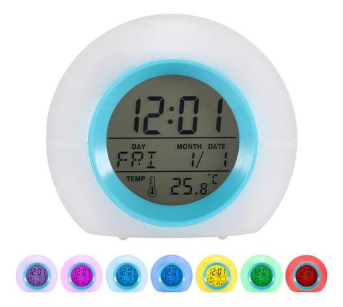 Reloj Despertador Ovalado Cambia Colores