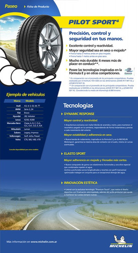 Imagen 3 de 7 de Kit X2 Neumáticos 225/45-18 Michelin Pilot Sport 4 Zp Run Fl