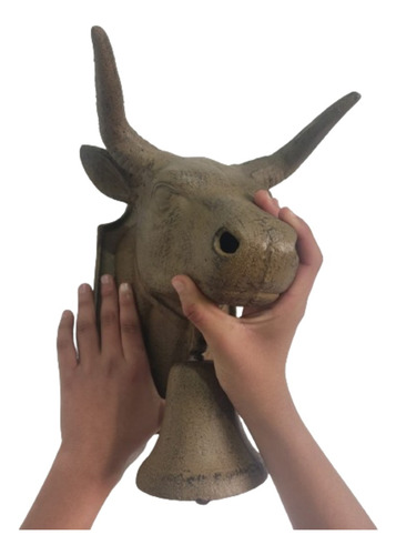 Elegante Campana Con Toro De Hierro Fundido