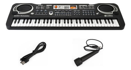 Piano Con Teclado Digital Usb De 61 Teclas Con Micrófono
