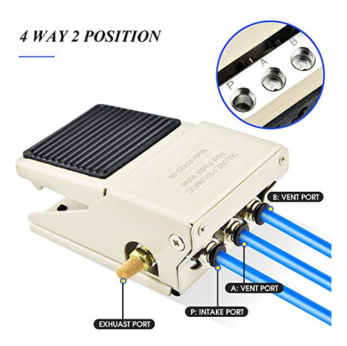 1/4 Npt Pneumatic Foot Pedal Valve Kit 4 Way 2 Position...