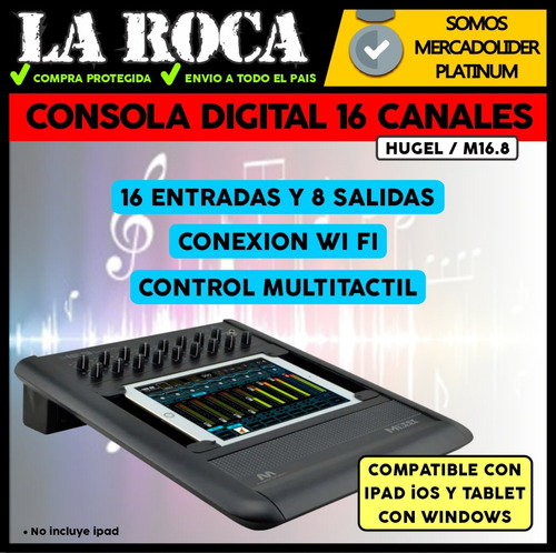 Mixer Consola Digital 16 Canales Wifi Multitactil Tablet Cuo