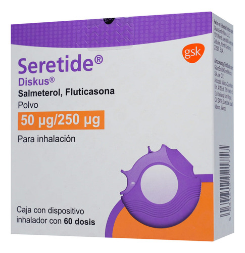 Seretide Diskus Polvo Para Inhalación 50 Mcg/250 Mcg, 1 Dispositivo Inhalador 60 Dosis