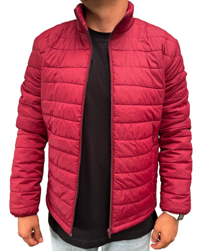 Chaqueta Hombre Impermeable Térmica Tipo Invierno Vino Tinto